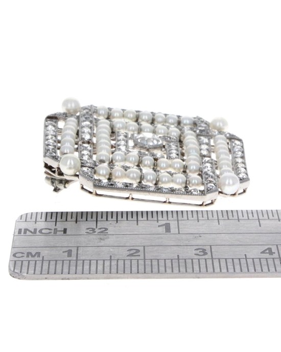 French Vintage Diamond and Pearl Brooch